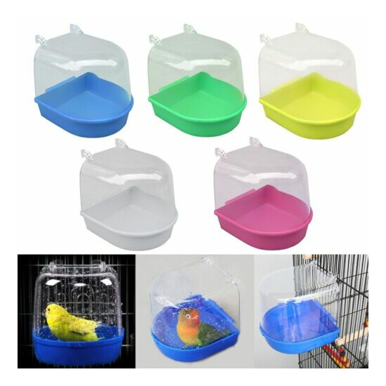1X Water Tub For Pet Cage Hanging Bowl Parrots Parakeet Birdbath Birds Cleaning image {2}