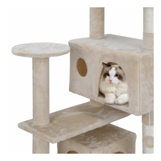 Multi-level Scratching Board 52" Cat Tree Tower for Multiple Cats W/Sisal Posts image {4}