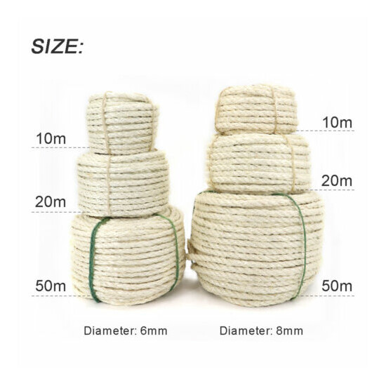 33/66/164ft Natural Sisal Rope for Cat Scratcher Pet Cat Tree Cradle Bed Protect image {2}