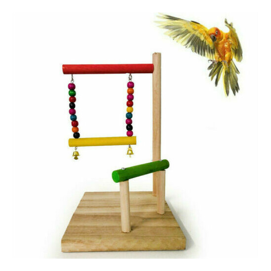 Bird Bird cage Playground Parrot Playstand Swing Play Parakeet Wood CageToy image {1}