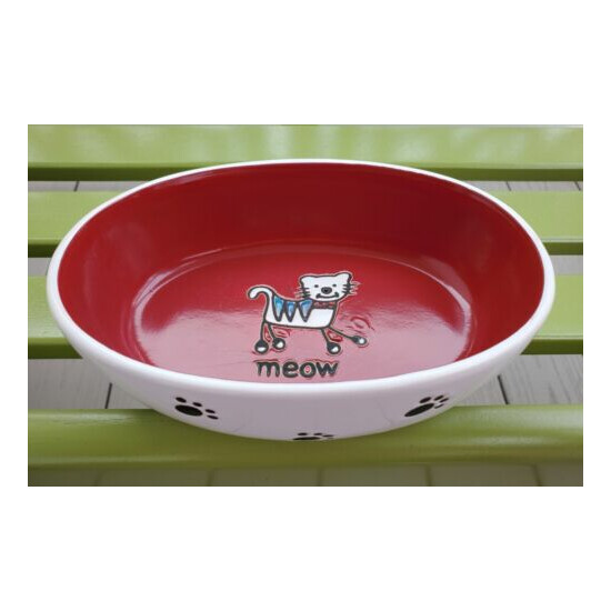 MINT PetRageous Designs SILLY KITTY Oval Stoneware Cat Food Bowl or Water Dish image {1}
