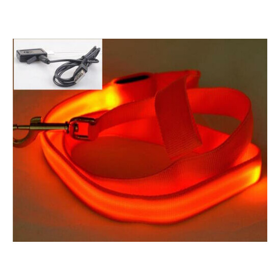 RECHARGEABLE 4FT GLOW LIGHT LEASH (1FT LED) LEAD FOR dog pet night safety flash image {8}