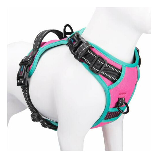 No Pull Dog Harness, Reflective Adjustable Vest, with a Training Handle M Pink  image {1}