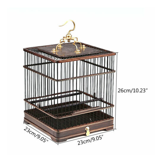 Wooden Parrot Cage Bird Carrier Retro Deign Metal Handle Black Gift USA image {2}