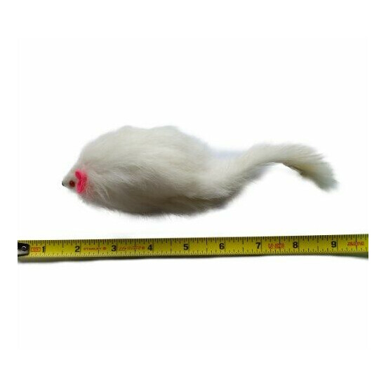 Rabbit Fur Mouse Cat Toy with Squeak Sound - White image {2}