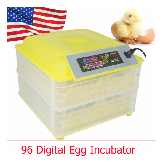 96 Digital Egg Incubator Hatcher Temperature Control Automatic Turning Chicken image {1}