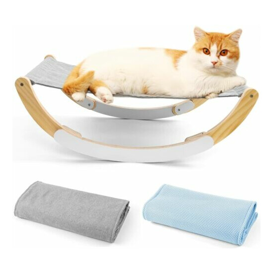 Portable Cat Hammock Elevate Solid Wood Cat Swing Chair Kitty Hammock Bed Indoor image {1}