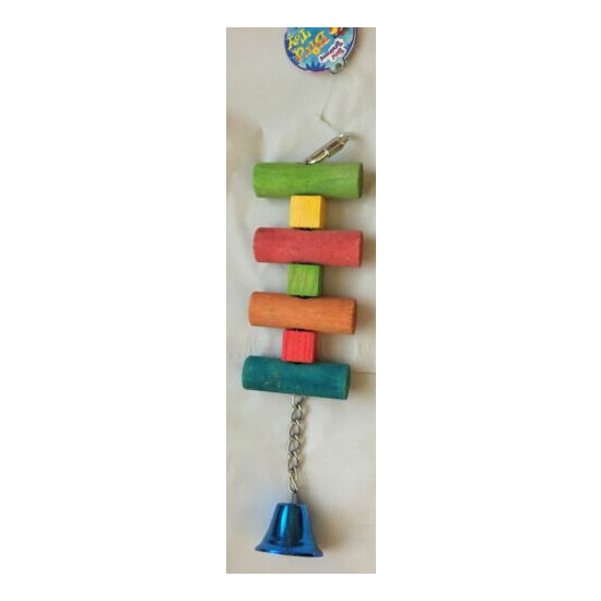 Bird Brainers Toy 12 Inch With Wood Metal Clip Chain Bell North American Pet image {1}