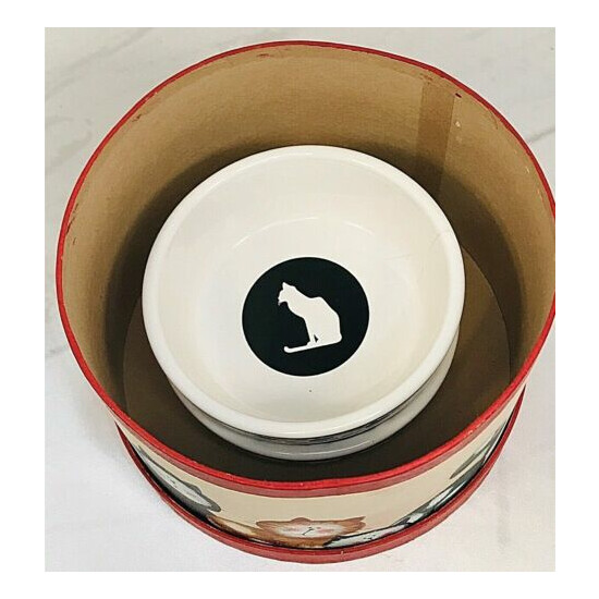 Petco Set of 2 Cat Walk Black White Bowl Dish Ceramic 5" & Storage Box Cats 912 image {5}