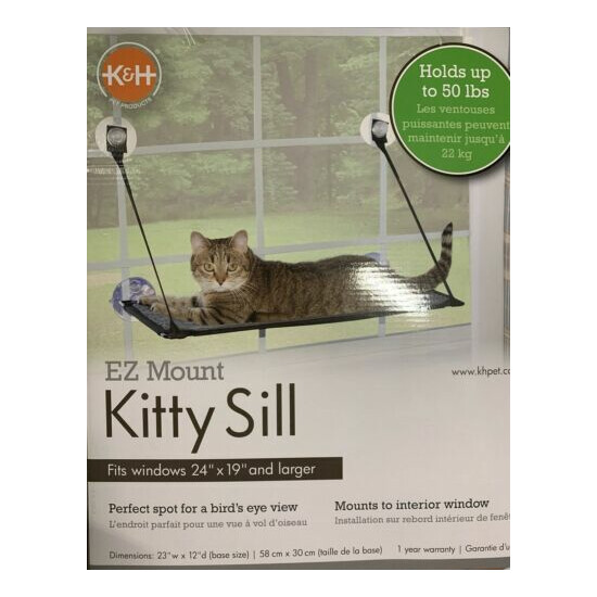 K&H Pet Products EZ Window Mount Kitty Sill 23"W x 12"D Hold Up to 50lbs Gray/Bl image {2}