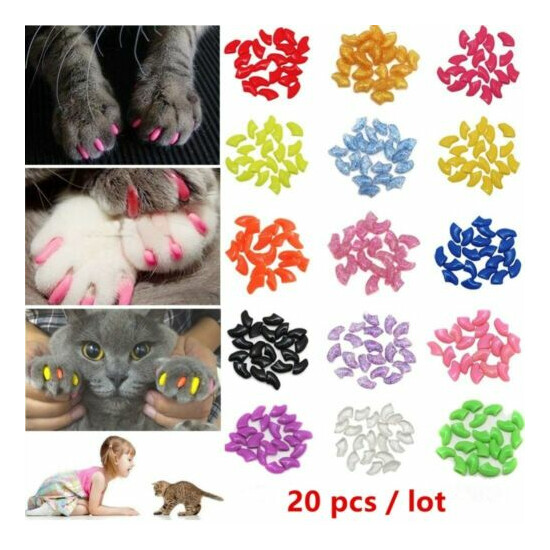 Nail Paw Claw Control Soft Silicone Covers Protective Caps Cat Kitten Size 20pcs image {2}