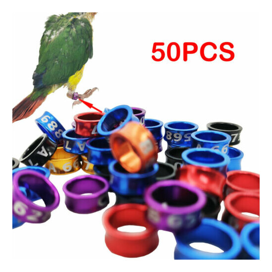 50X 3~8mm Aluminium alloy Closed-loop Bird Leg Bands Parrot Canary Color-random image {1}