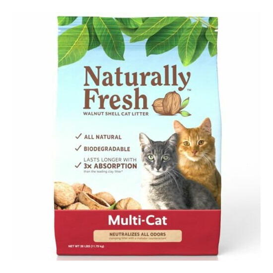 Naturally Fresh Quick-Clumping Natural Multi-Cat Walnut Cat Litter, 26 lbs. image {1}