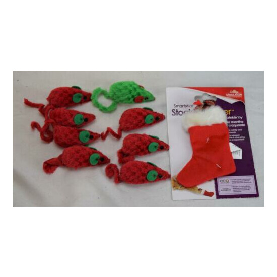 Cat Toy Mouse x8 & SmartyKat Stocking Critter Catnip Crinkle Toy MINT New image {1}