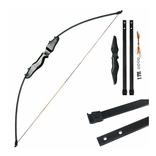 Black 51" 40lb Straight Bow Archery For Kids Child Youth Practice Shooting Outd image {1}