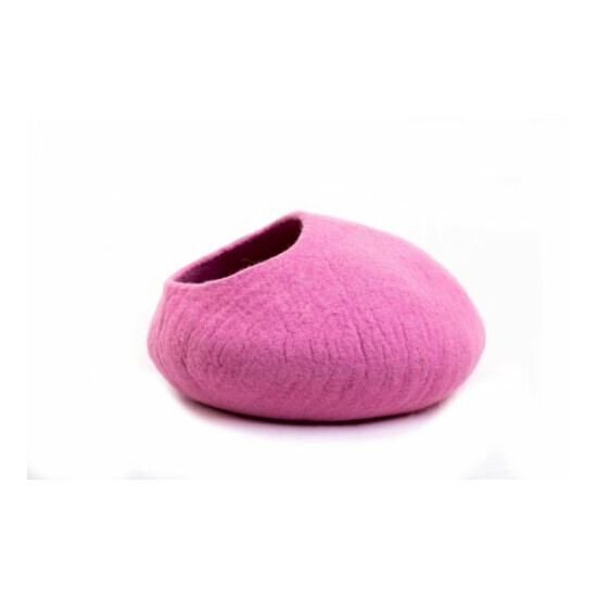 Taffy Pink Felted Cat Cave - Handmade Cat House- Modern Pet Furniture From Nepal image {4}
