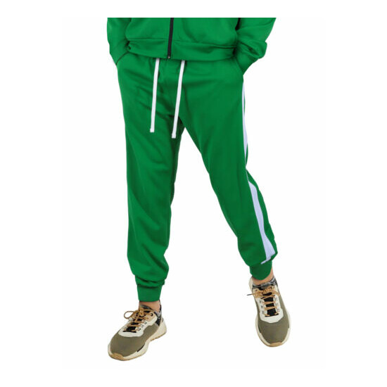 Mens Squid Game Style USA Made Striped Athletic Casual Sweat Suit Combo Set  image {4}