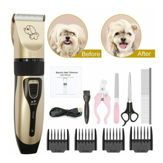 Pet Dog Cat Clippers Electric Hair Trimmer No Noise Shaver Scissor Grooming Kit image {1}