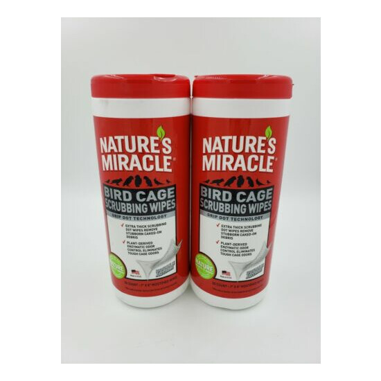 Nature's Miracle Bird Cage Scrubbing Wipes 30 Count - Lot of 2 image {1}