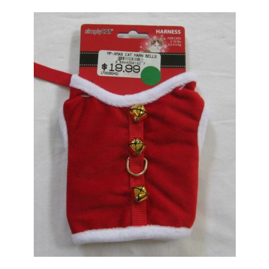 NEW Simply Cat Harness Holiday Christmas Xmas Bells Red Santa Suit 5-10 lbs image {1}