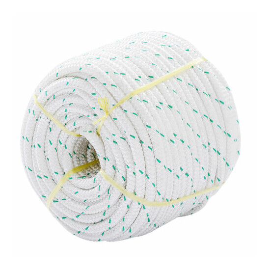 3/7" x 150' Double Braid Polyester Rope Sling 5900Lbs Breaking Strength White Thumb {1}