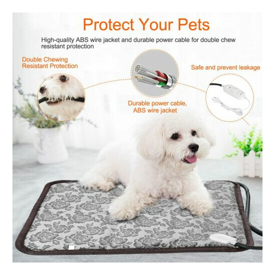 18 x 18 in Dog Cat Electric Bed Mat Pet Heating Pad Heat Waterproof Safe Use image {4}