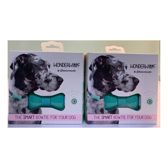 2 WonderWoof The Smart Bowtie For Your Dog- Dogquamarine Blue. New In Boxes image {1}