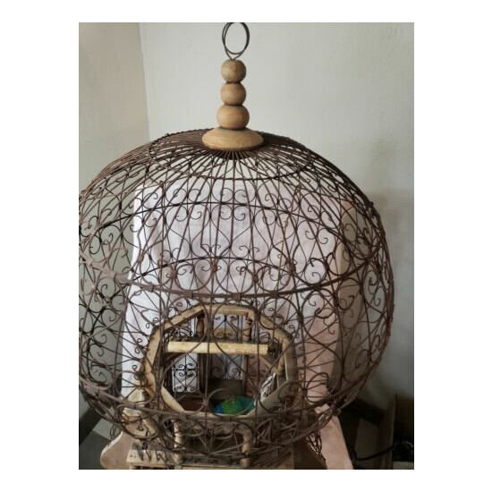 Vintage Large Ornate Taj Mahal Bird Cage dome top antique primitive folk art image {3}