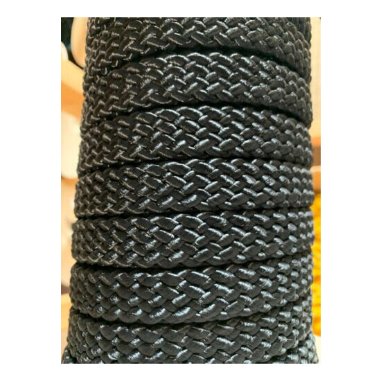 3/4" x 100 ft. Flat/Hollow braid polyester rope. High Quality. Black. US Made Thumb {1}