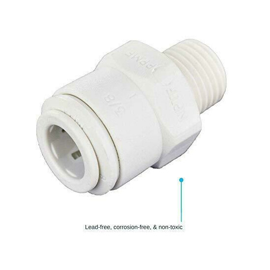John Guest PP011222WP Push-fit NPTF Male Connector, Push-to-Connect, 3/8 Inch OD image {3}