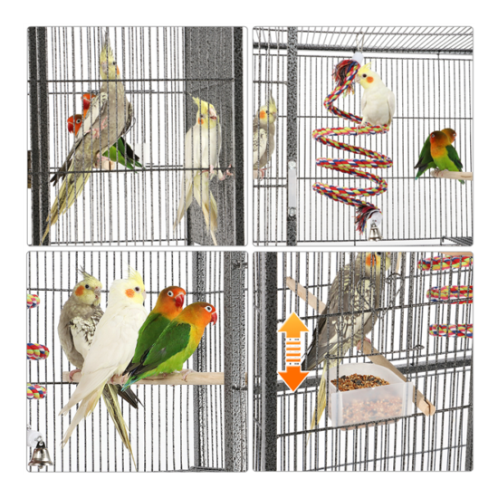 69'' Large Bird Parrot Cage Cockatiel Conure Cacique Pionus w/Stand & Two Doors image {3}