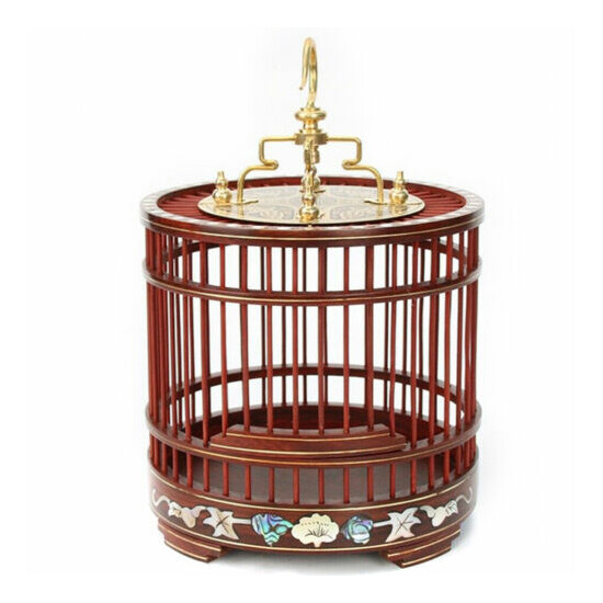New Red Sandalwood Carved Chinese Cricket Cage Grasshopper Small Animal Pet Home image {4}