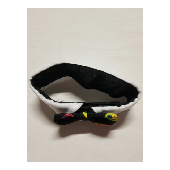 Collar - Dog Cat Black White Colourful Skull Bowtie Formal Small image {3}