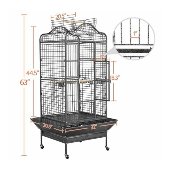 63" Open Playtop Bird Cages for Mini Macaws Cockatoos Cockatiels Conures, Large image {3}