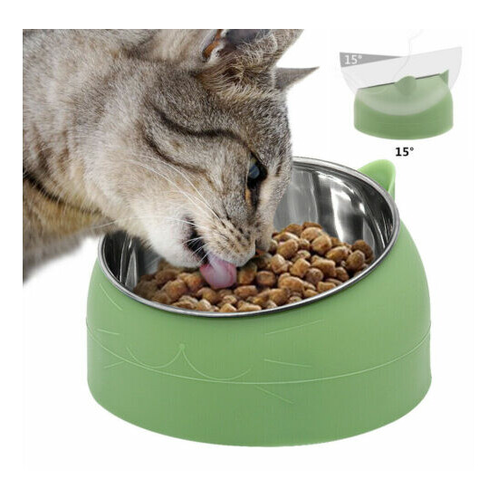 4 in 1 Pet Cat Dog Tilted Raised Food Steel Bowl Slow Feeder Automatic Water image {7}