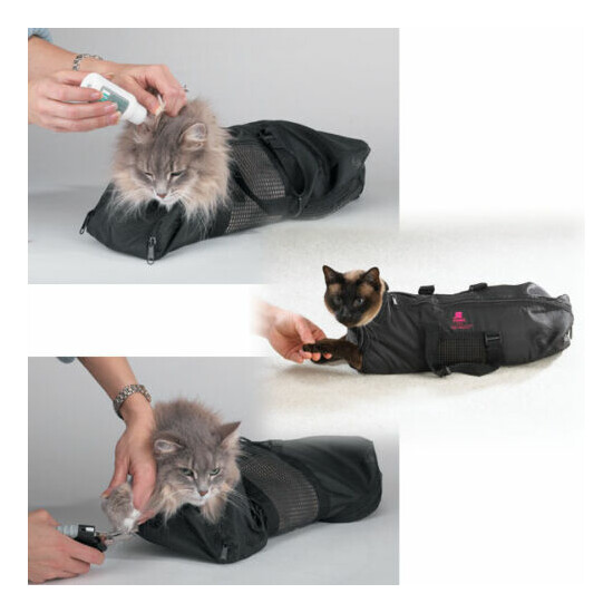 3 pc SET Top Performance Cat Grooming Bag NO BITE SCRATCH Restraint System Bath image {3}
