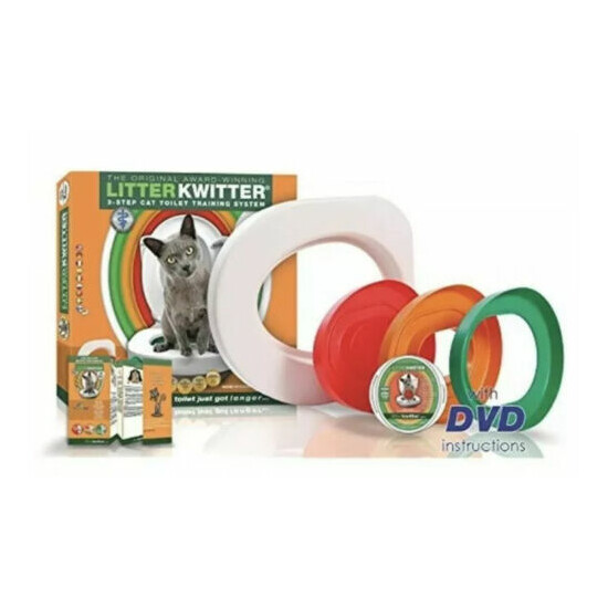 Litter Kwitter 3 Step Cat Training System Teach Kitty to Use Toilet with DVD image {1}