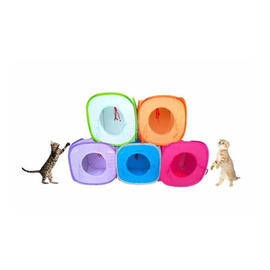 Pop Open Cat Cube Kitty Play Tent Collapsible Indoor House image {1}
