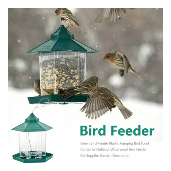 Garden Hanging Wild Bird Feeder Birds Gazebo Shape Container Waterproof Outdoor image {4}