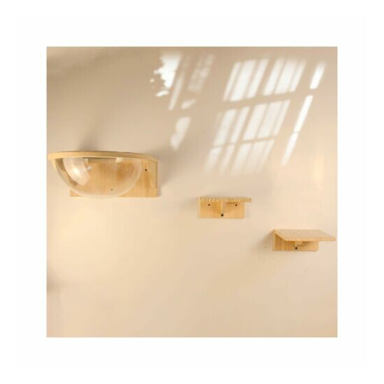 Wall-Mounted Wooden Cat Bed Step Large Transparent Cat House Set Pets Condo H... image {1}
