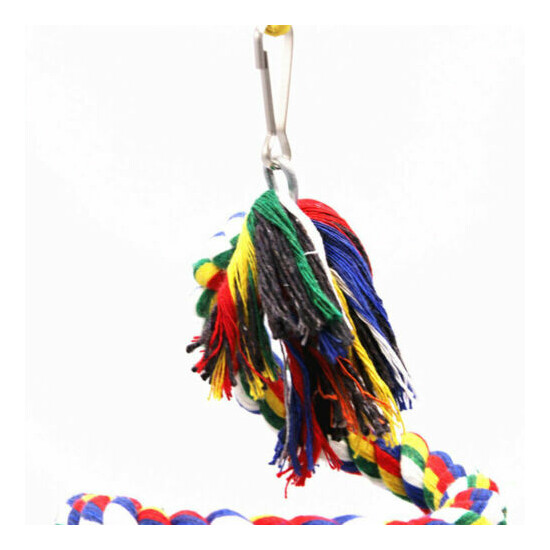 Bird Cockatiel Chew Climbing Ropes Budgie Bell Perch Coil Swing Cage Toy US image {3}