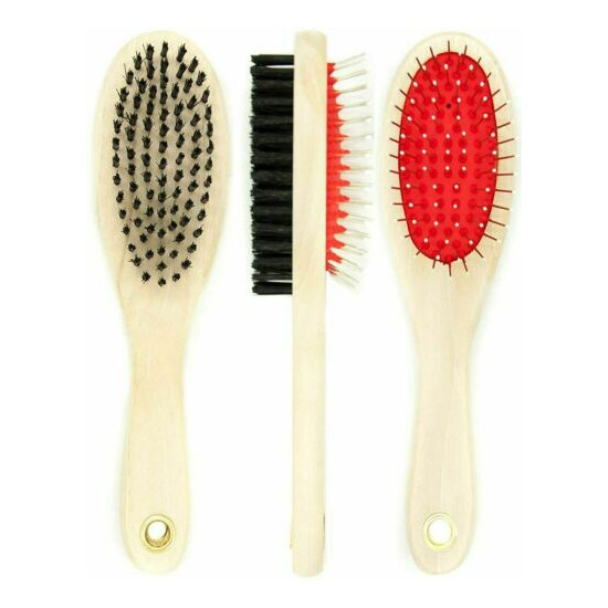2 in 1 Wooden Dog Brush Cat Puppy DOUBLE SIDED Dog Grooming Kit Pet hair Remover image {4}