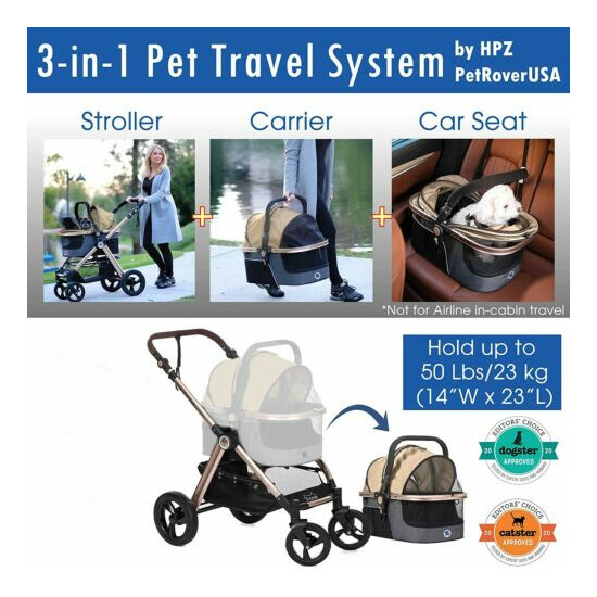 HPZ PET ROVER PRIME Luxury 3-in-1 Stroller for Small/Medium Dogs, Cats & Pets image {2}