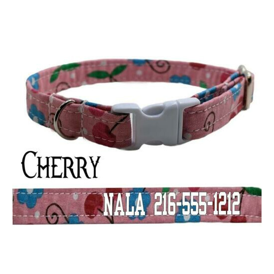 Personalized Cat Collar Safety Breakaway Buckle Adjustable Cotton Cats Kittens image {1}