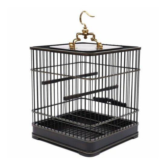 Bird Cage Solid Square Wood Vintage Wooden Pet Nest with Removable Drawers USA image {4}