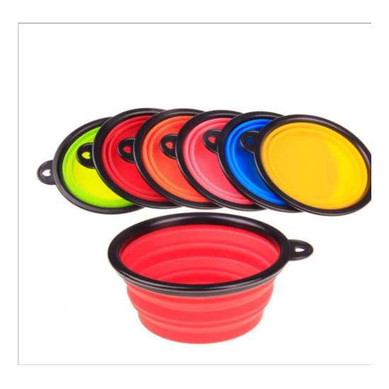 Portable Travel Foldable Pet Dog Bowl for Food & Water Dish Random Color image {1}