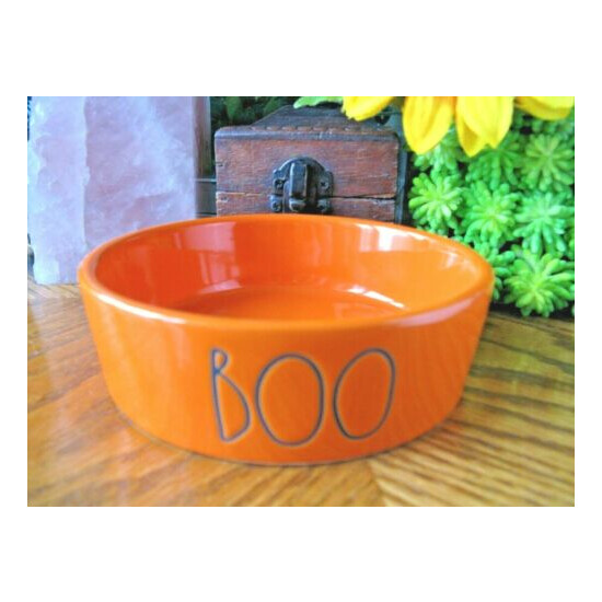 New Rae Dunn Magenta Halloween "BOO" Cat, Dog, Pet Orange LL Bowl Dish--4.85" image {4}