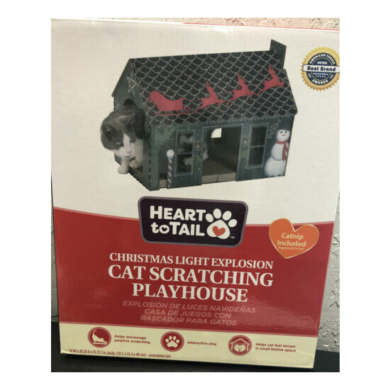 Cat Kitten Scratching Playhouse & Catnip Christmas Light Explosion Heart to Tail image {1}