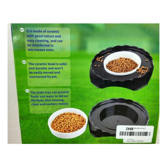 Dog Cat Pet (Just Pet) 5.5" x 2" Ceramic w/Plastic Tray Raised Portable Bowl NIB image {2}