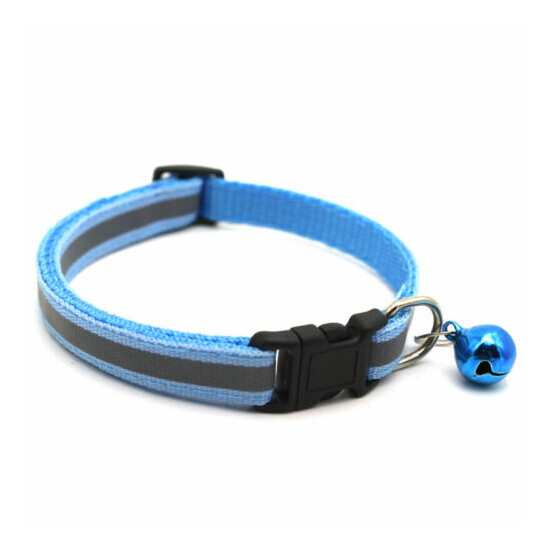 Cute Multicolor Nylon Pet Reflective Patch Collar Cat Dog Safety Collar Bell image {3}